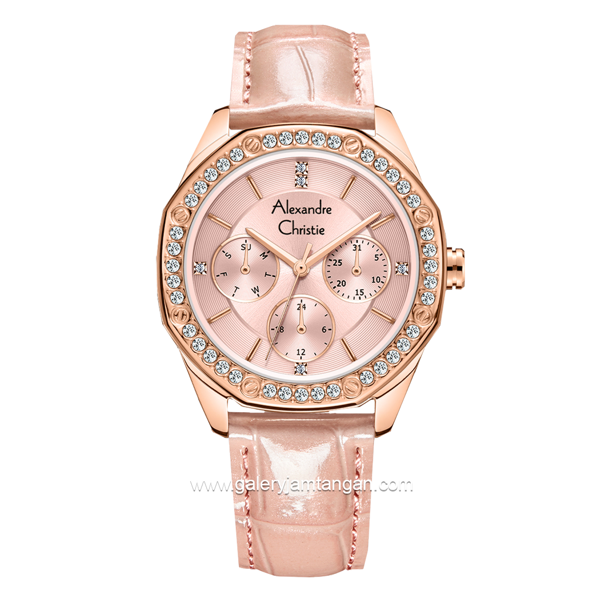 Alexandre Christie AC 2B17 BF Pink Rosegold Leather Strap