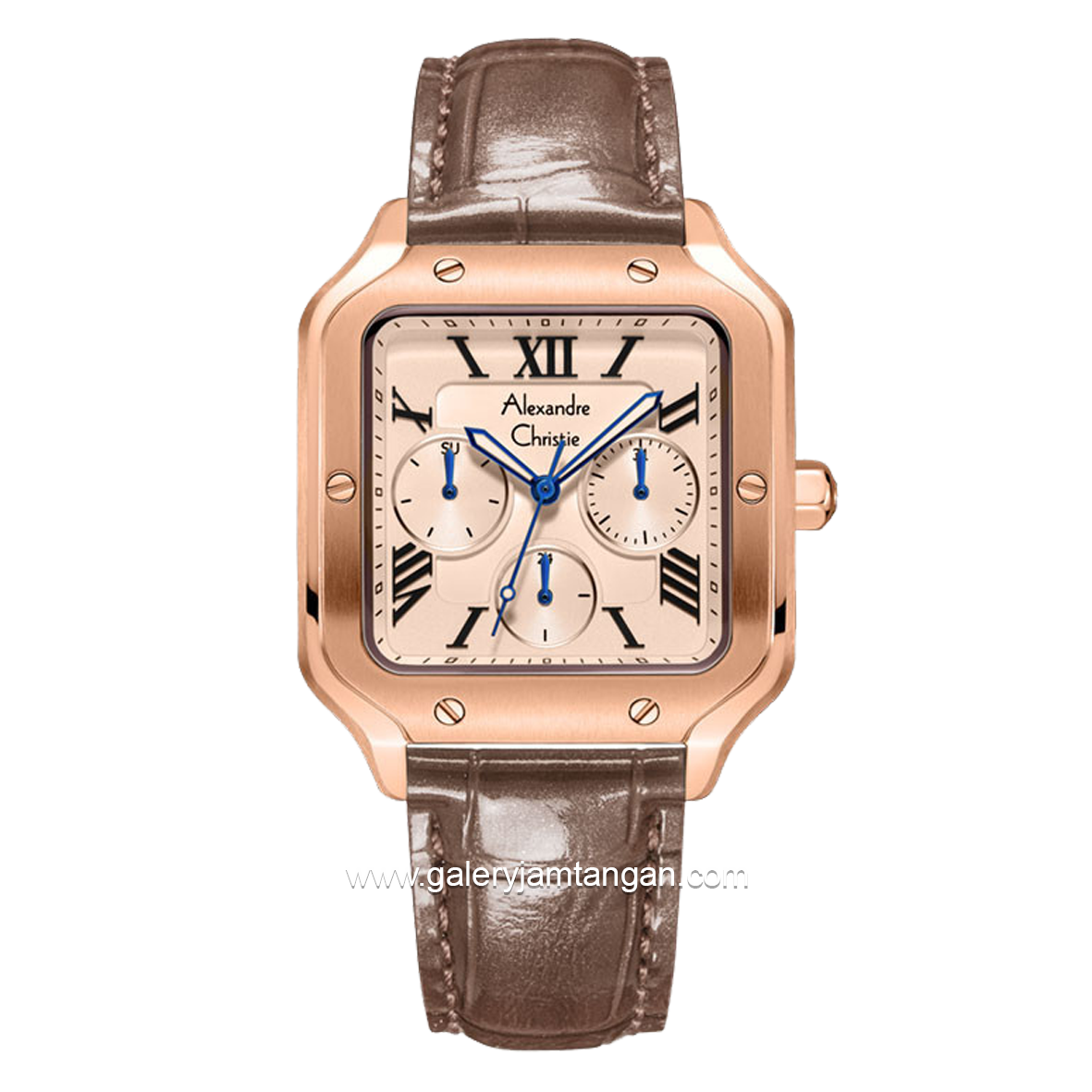 Alexandre Christie Multifunction AC 2B18 BF Brown Rosegold Leather Strap