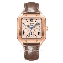 Alexandre Christie Multifunction AC 2B18 BF Brown Rosegold Leather Strap