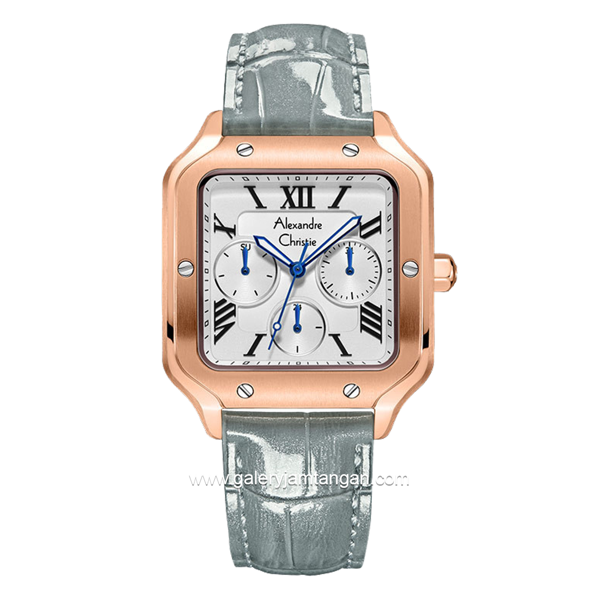Alexandre Christie Multifunction AC 2B18 BF Grey Rosegold Leather Strap