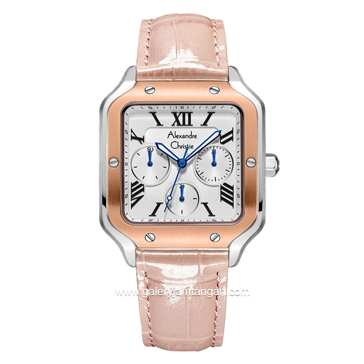 Alexandre Christie Multifunction AC 2B18 BF Pink Silver Leather Strap