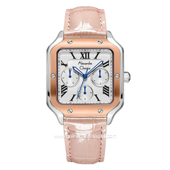 Alexandre Christie Multifunction AC 2B18 BF Pink Silver Leather Strap
