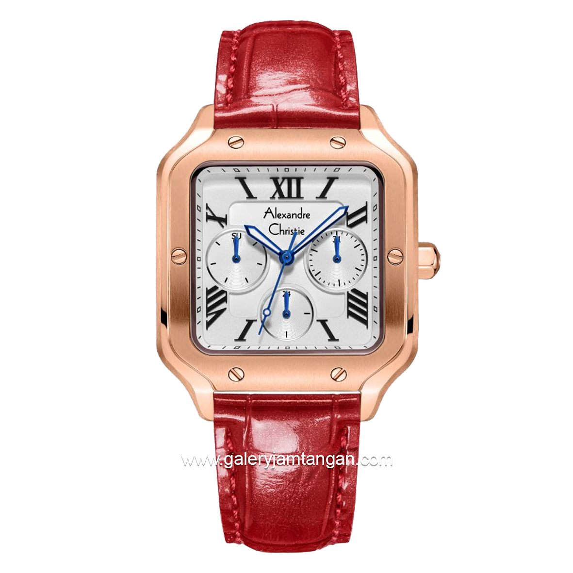 Alexandre Christie Multifunction AC 2B18 BF Red Rosegold Leather Strap