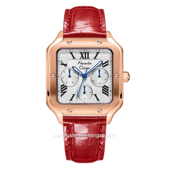 Alexandre Christie Multifunction AC 2B18 BF Red Rosegold Leather Strap