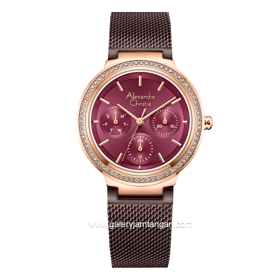 Baru Sale Alexandre Christie AC 2B20 BF Brown Rosegold Dial Red Shandrope Strap