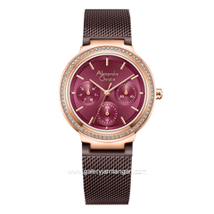 Baru Sale Alexandre Christie AC 2B20 BF Brown Rosegold Dial Red Shandrope Strap