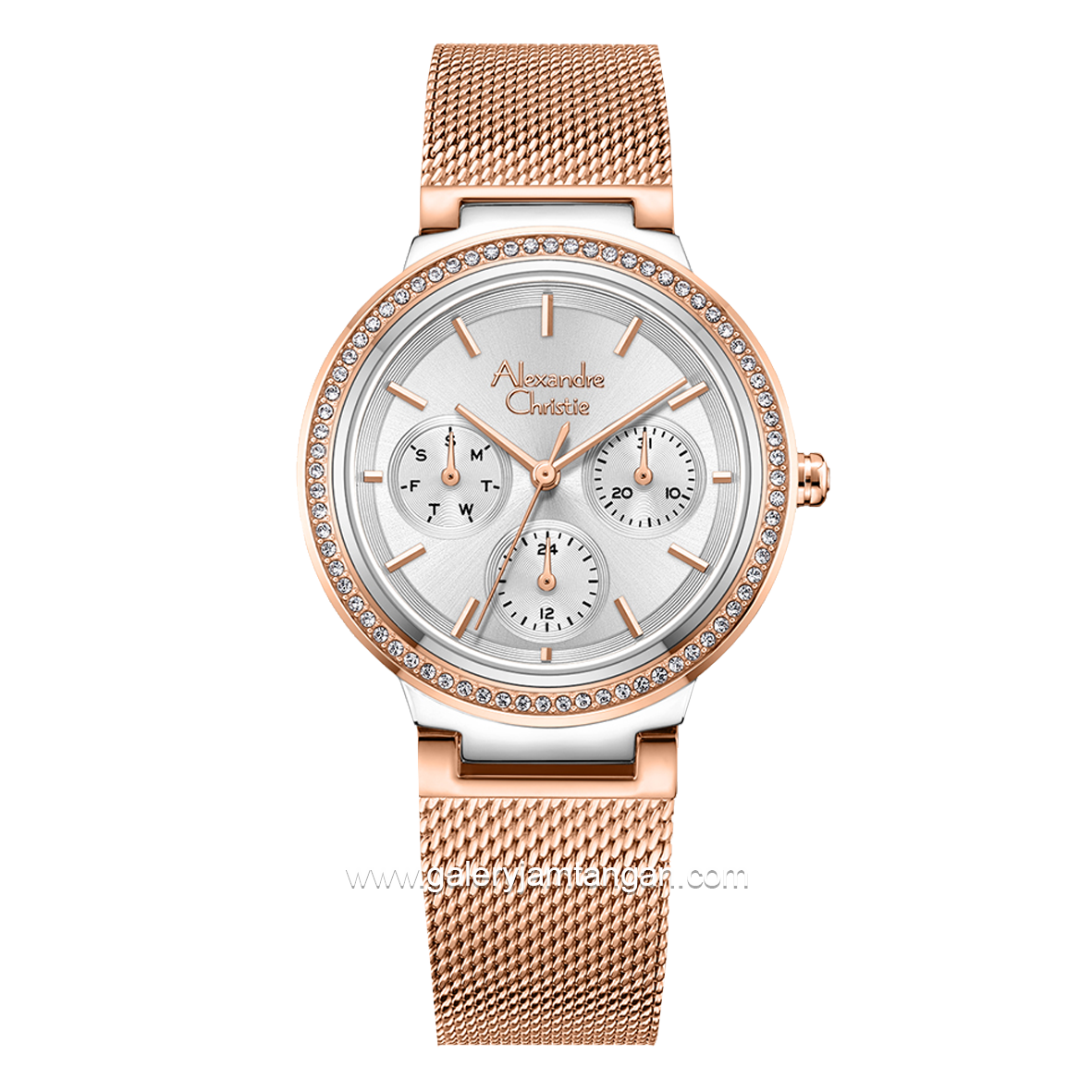 Alexandre Christie AC 2B20 BF Rosegold Dial White Shandrope Strap