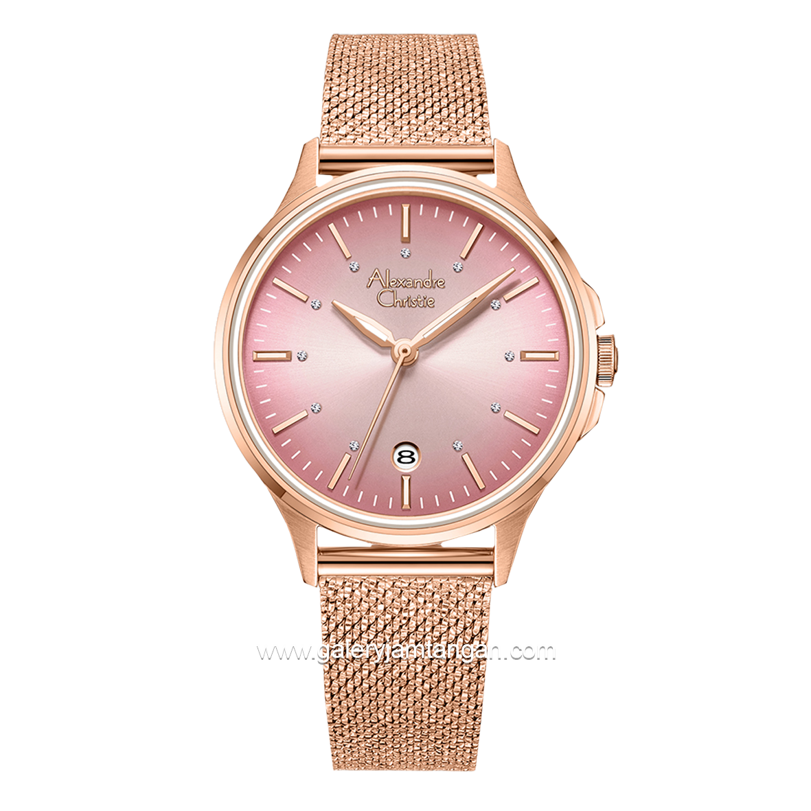 Alexandre Christie AC 2B21 LD Rosegold Dial Pink Shandrope Strap