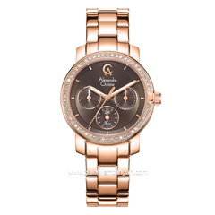 Alexandre Christie Passion AC 2B23 BF Multifunction Rosegold Dial Brown Stainless Steel Strap