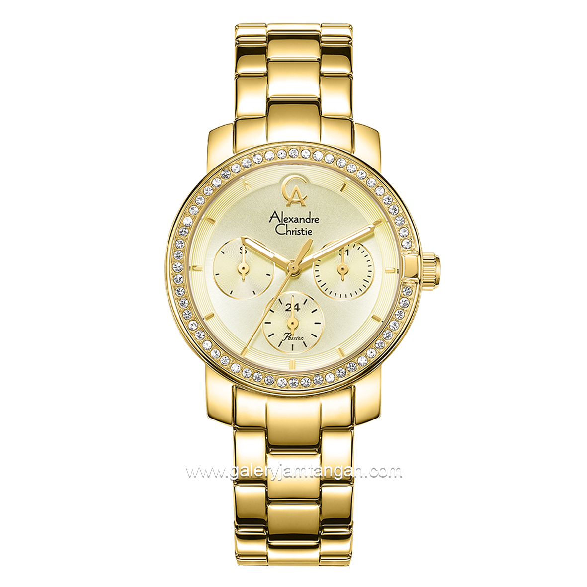 Alexandre Christie Passion AC 2B23 BF Multifunction Gold Stainless Steel Strap