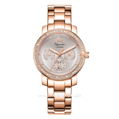 Alexandre Christie Passion AC 2B23 BF Multifunction Rosegold Dial Grey Stainless Steel Strap
