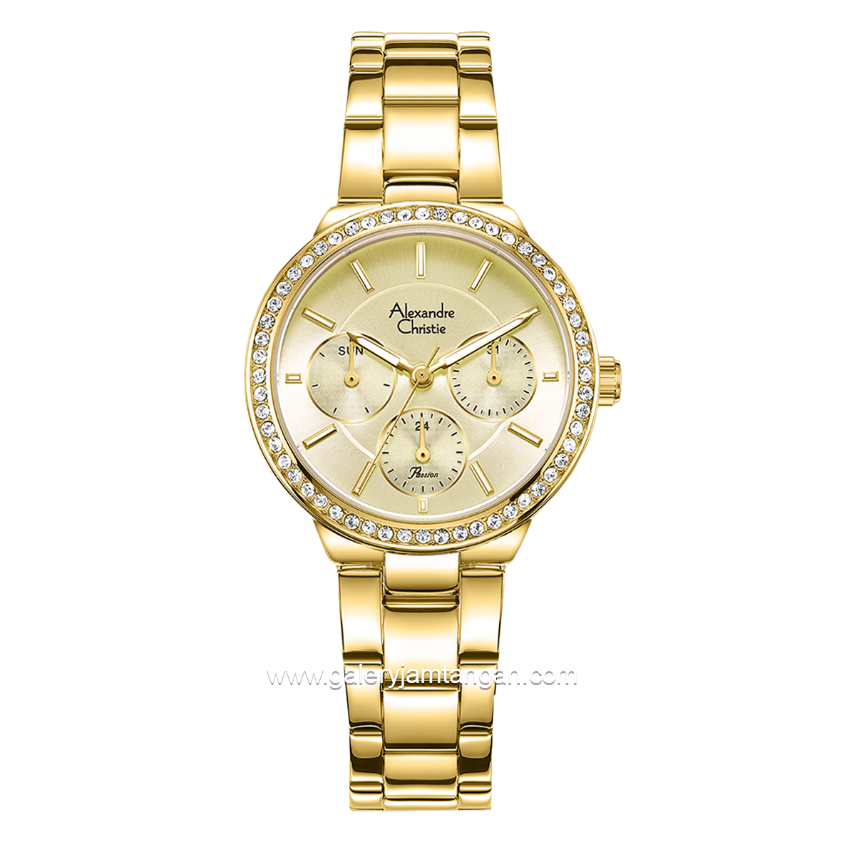 Alexandre Christie Passion AC 2B24 BF Multifunction Gold Stainless Steel Strap