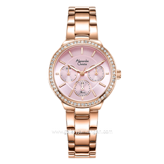 Alexandre Christie Passion AC 2B24 BF Multifunction Full Rosegold Dial Pink Stainless Steel Strap