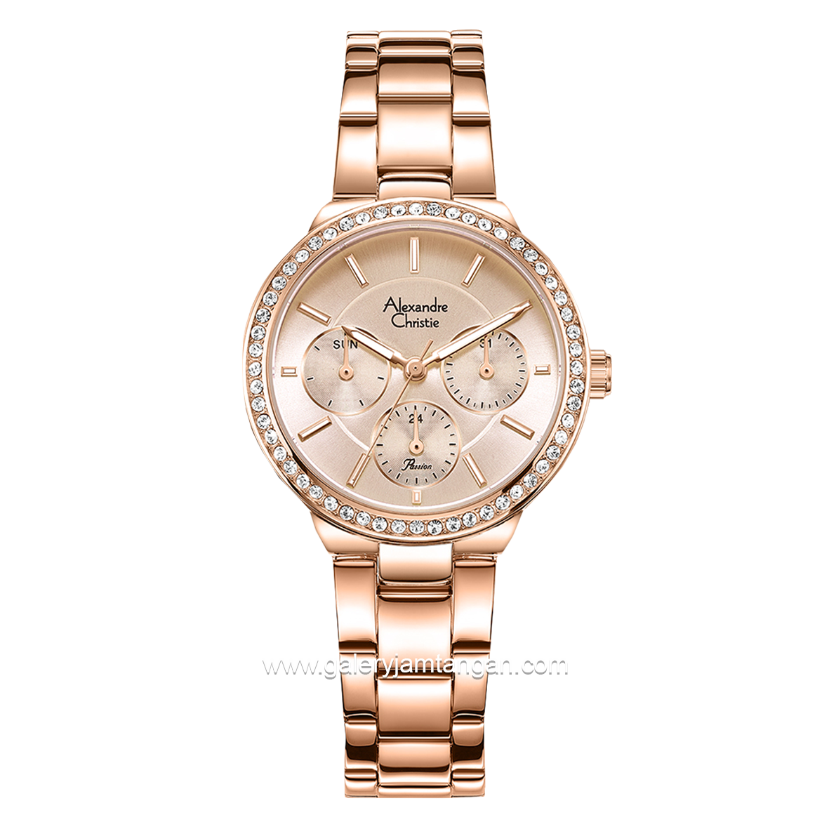 Alexandre Christie Passion AC 2B24 BF Multifunction Full Rosegold Stainless Steel Strap