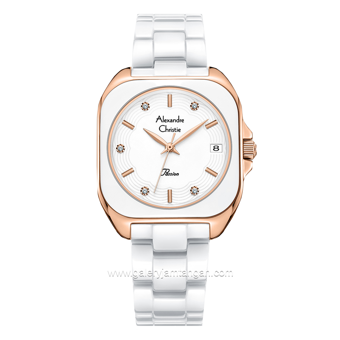 Alexandre Christie AC 2B31 LD White Rosegold Ceramic Strap