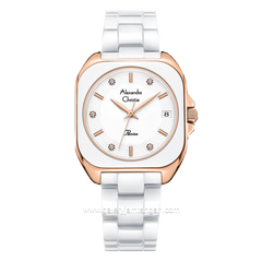 Alexandre Christie AC 2B31 LD White Rosegold Ceramic Strap