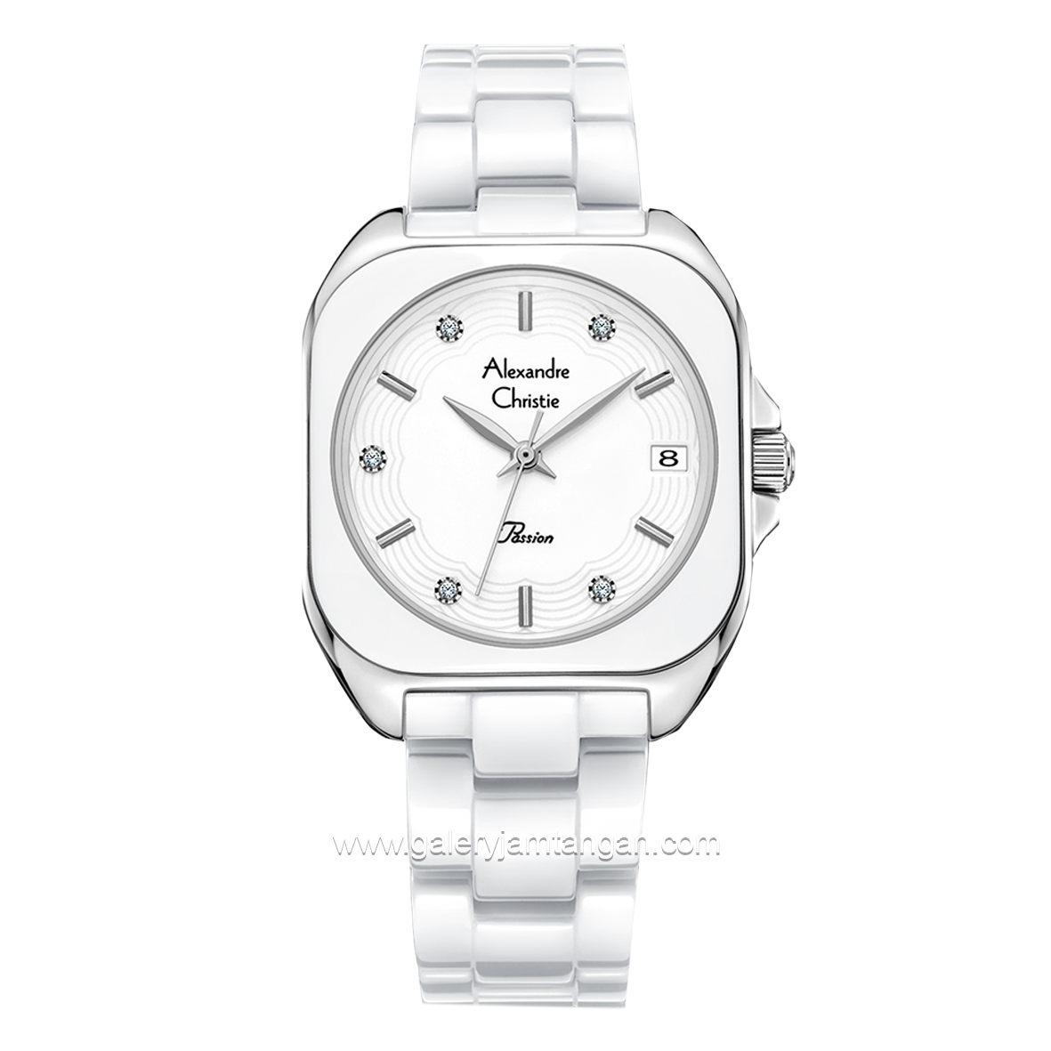 Alexandre Christie AC 2B31 LD White Silver Ceramic Strap