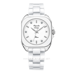Alexandre Christie AC 2B31 LD White Silver Ceramic Strap