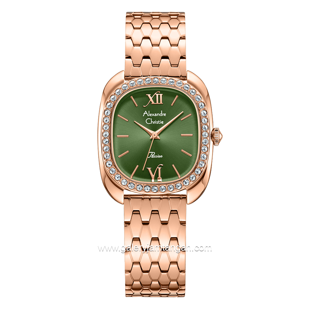 Alexandre Christie Passion AC 2B33 LH Rosegold Dial Green Stainless Steel Strap