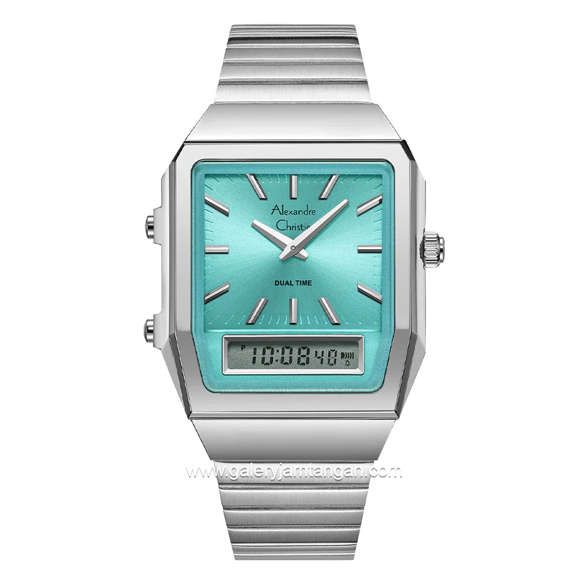 Alexandre Christie AC 2B37 LH Dual Time Silver Dial Blue Stainles Steel