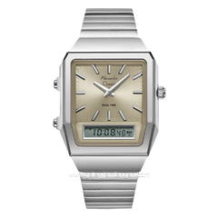 Alexandre Christie AC 2B37 LH Dual Time Silver Dial Cream Stainles Steel