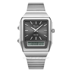 Alexandre Christie AC 2B37 LH Dual Time Silver Dial Black Stainles Steel