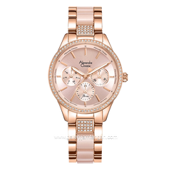 Alexandre Christie Multifunction AC 2B41 BF Rosegold Pink Dual Tone Steel With Acetate Strap