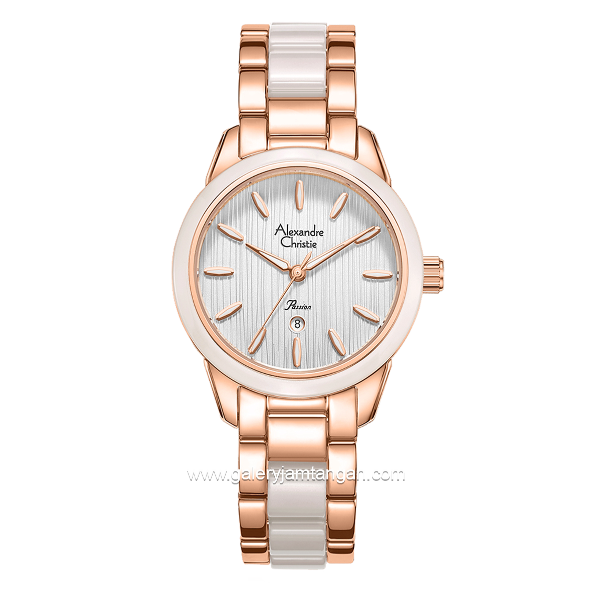 Alexandre Christie Passion AC 2B42 LD Rosegold Cream Pattern Dial Dual Tone Stainless Steel Acetate Strap