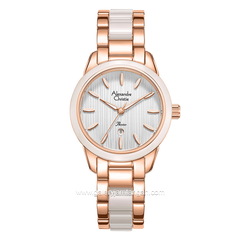 Alexandre Christie Passion AC 2B42 LD Rosegold Cream Pattern Dial Dual Tone Stainless Steel Acetate Strap