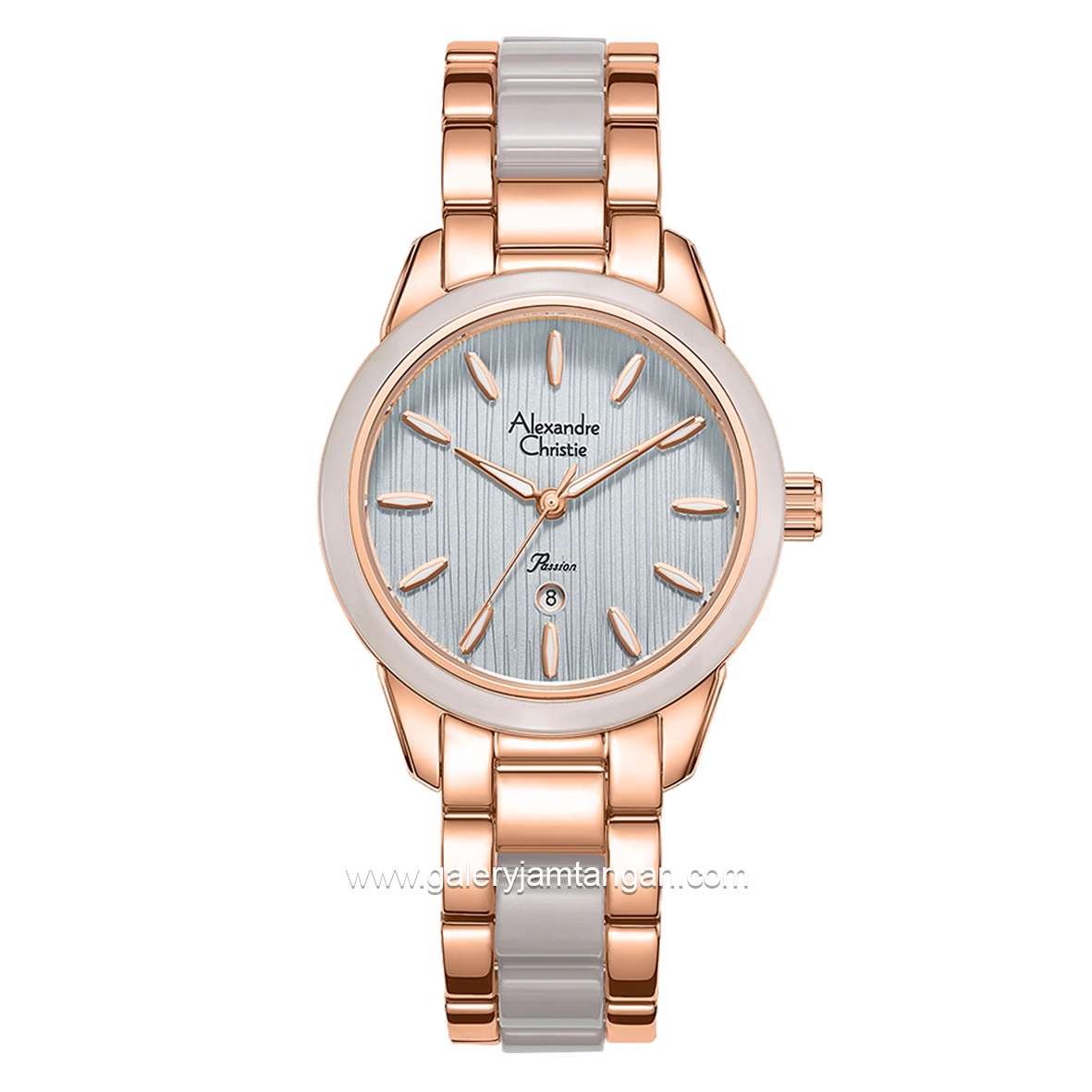 Alexandre Christie Passion AC 2B42 LD Rosegold Blue Pattern Dial Dual Tone Stainless Steel Acetate Strap