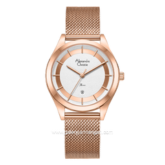 Alexandre Christie AC 2B43 LD Rosegold Dial White Shandrope Strap