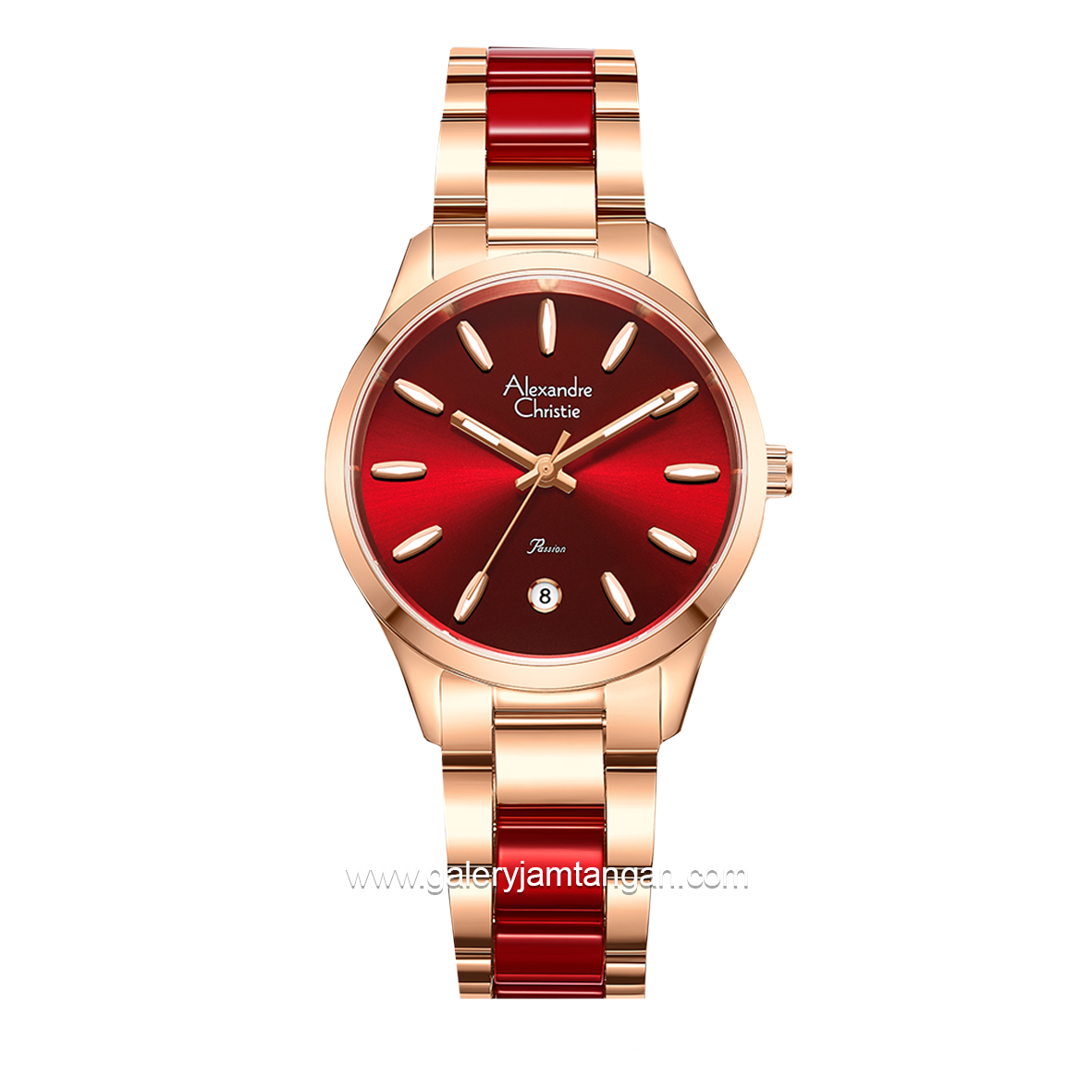 Alexandre Christie AC 2B44 LD Rosegold Combinasi Red Stainless Steel