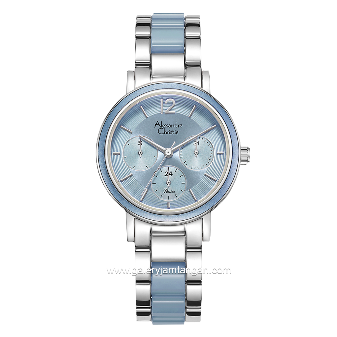 Alexandre Christie Passion AC 2B45 BF Silver Blue Multifunction Stainless Steel with Acetate Strap