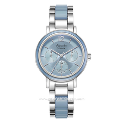 Alexandre Christie Passion AC 2B45 BF Silver Blue Multifunction Stainless Steel with Acetate Strap