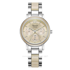 Alexandre Christie Passion AC 2B45 BF Silver Cream Multifunction Stainless Steel with Acetate Strap