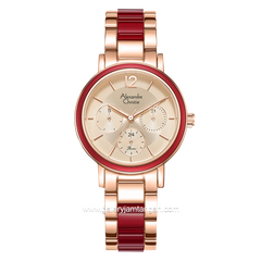 Alexandre Christie Passion AC 2B45 BF Red Rosegold Multifunction Stainless Steel with Acetate Strap