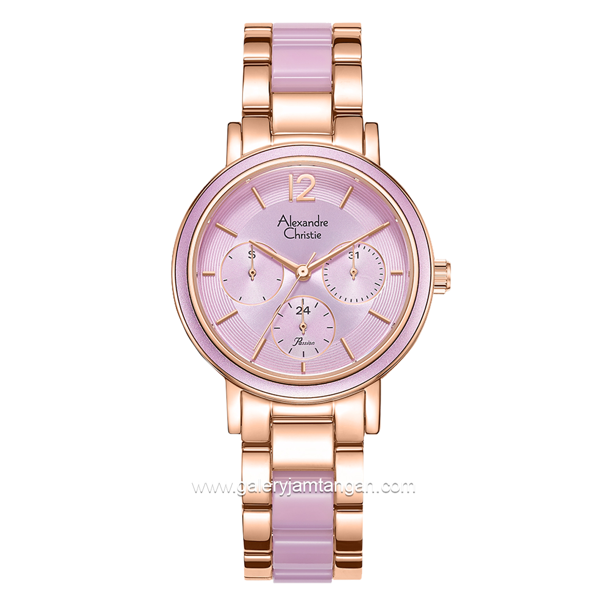 Alexandre Christie Passion AC 2B45 BF Purple Rosegold Multifunction Stainless Steel with Acetate Strap