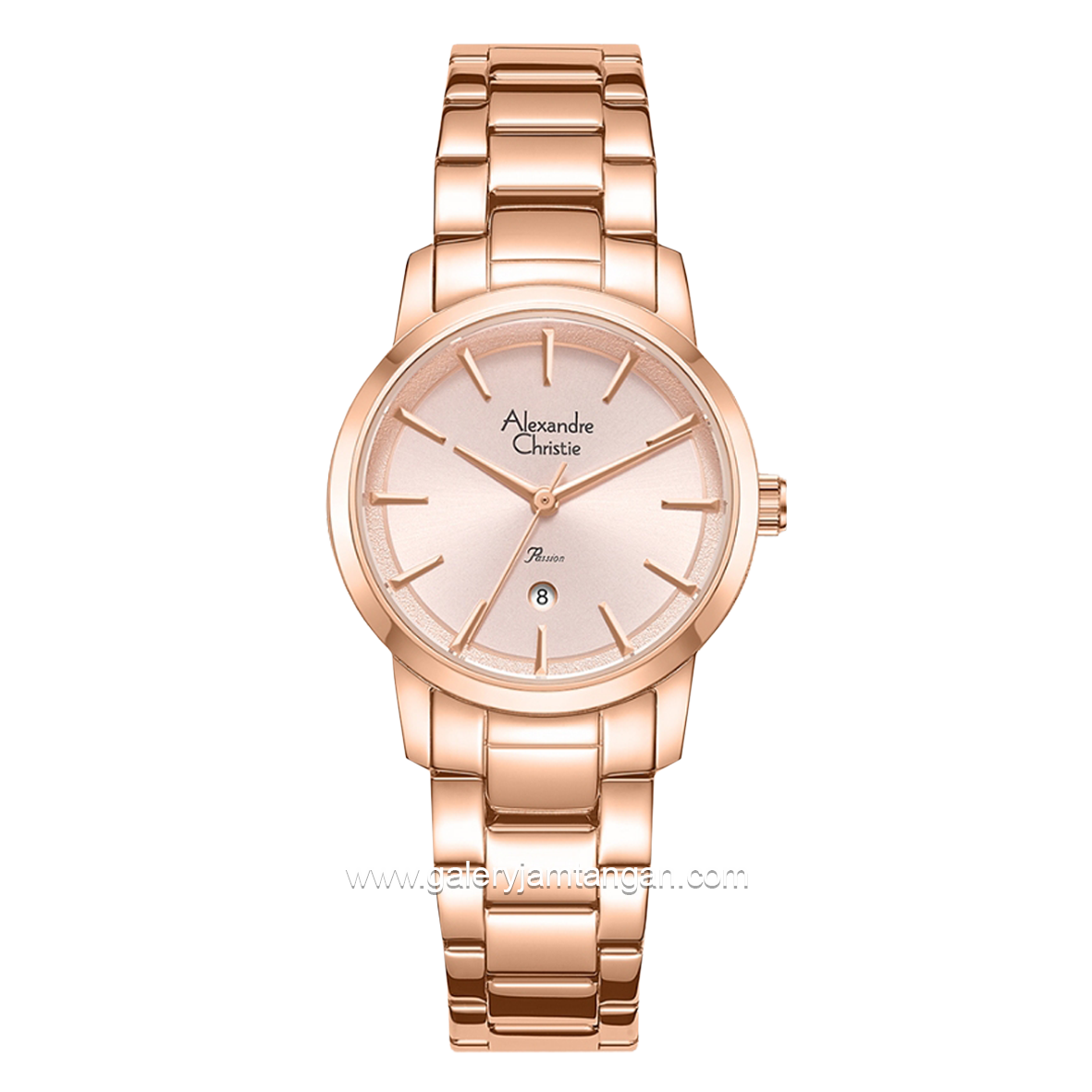 Alexandre Christie Passion AC 2B47 LD Rose Dial Rose Gold Stainless Steel Strap