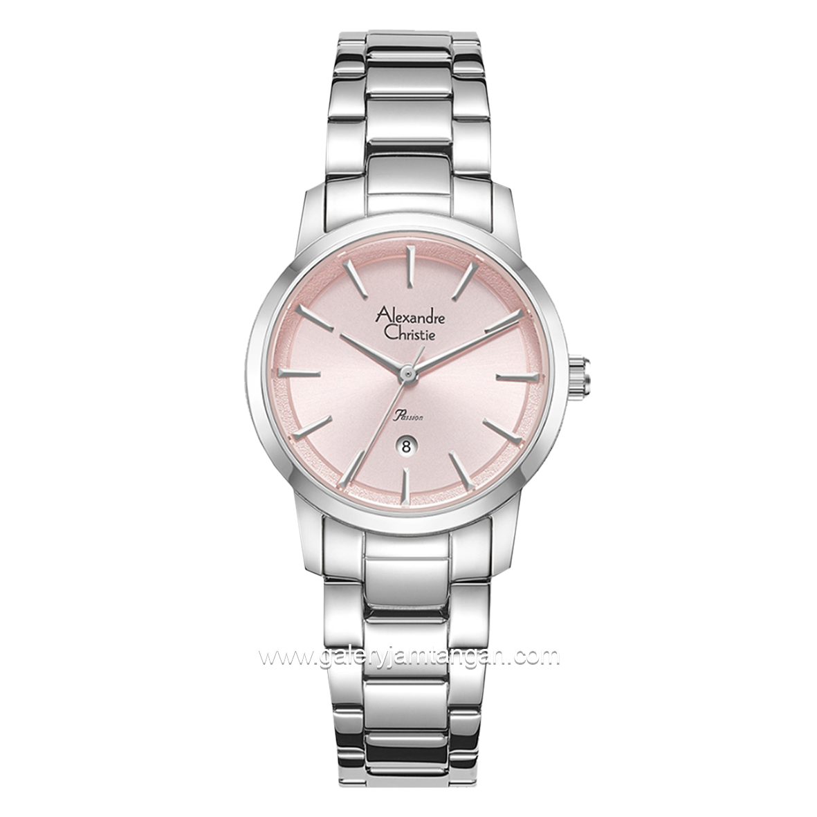 Alexandre Christie Passion AC 2B47 LD Silver Dial Pink Stainless Steel Strap