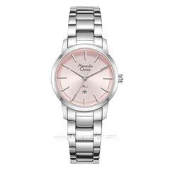 Alexandre Christie Passion AC 2B47 LD Silver Dial Pink Stainless Steel Strap