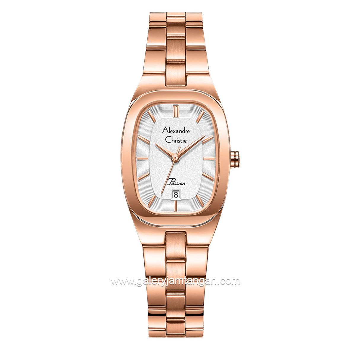 Alexandre Christie Passion AC 2B53 LD Rosegold Dial White Stainless Steel Strap