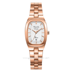 Alexandre Christie Passion AC 2B53 LD Rosegold Dial White Stainless Steel Strap