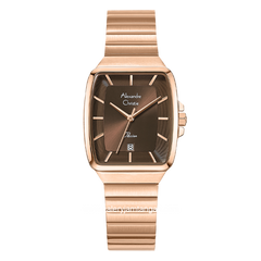 Alexandre Christie AC 2B56 LD Ladies Rosegold Dial Brown Stainless Steel Strap