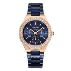 Alexandre Christie AC 2B58 BF Ladies Blue Rosegold Multifunction Stainless Steel Strap