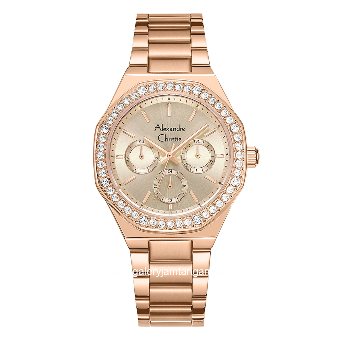 Alexandre Christie AC 2B58 BF Ladies Rosegold Multifunction Stainless Steel Strap