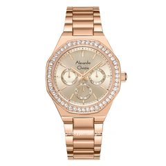 Alexandre Christie AC 2B58 BF Ladies Rosegold Multifunction Stainless Steel Strap