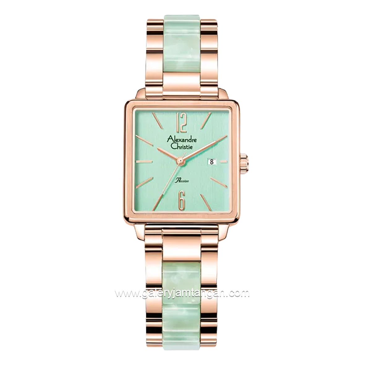 Alexandre Christie AC 2B80 LD Rosegold Green Stainless Steel