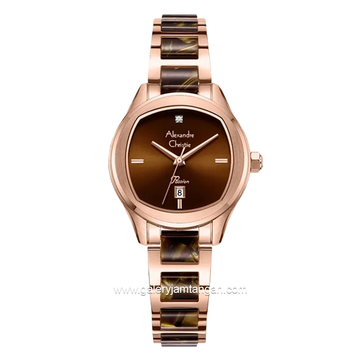 Alexandre Christie AC 2B82 LD Rosegold Brown Combination Stainless Steel Ceramic