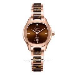 Alexandre Christie AC 2B82 LD Rosegold Brown Combination Stainless Steel Ceramic