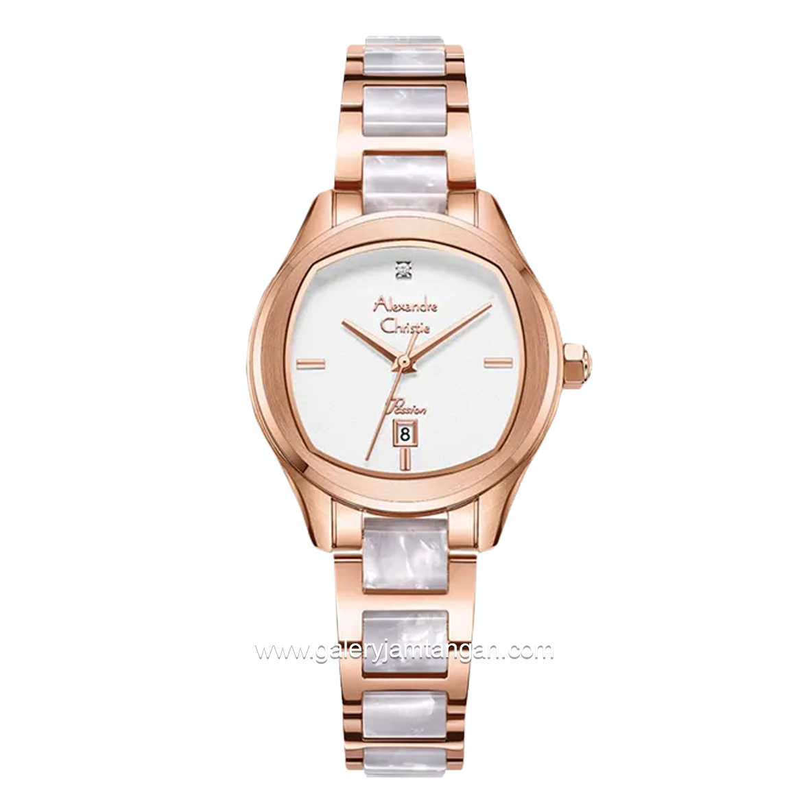Alexandre Christie AC 2B82 LD Rosegold White Combination Stainless Steel Ceramic